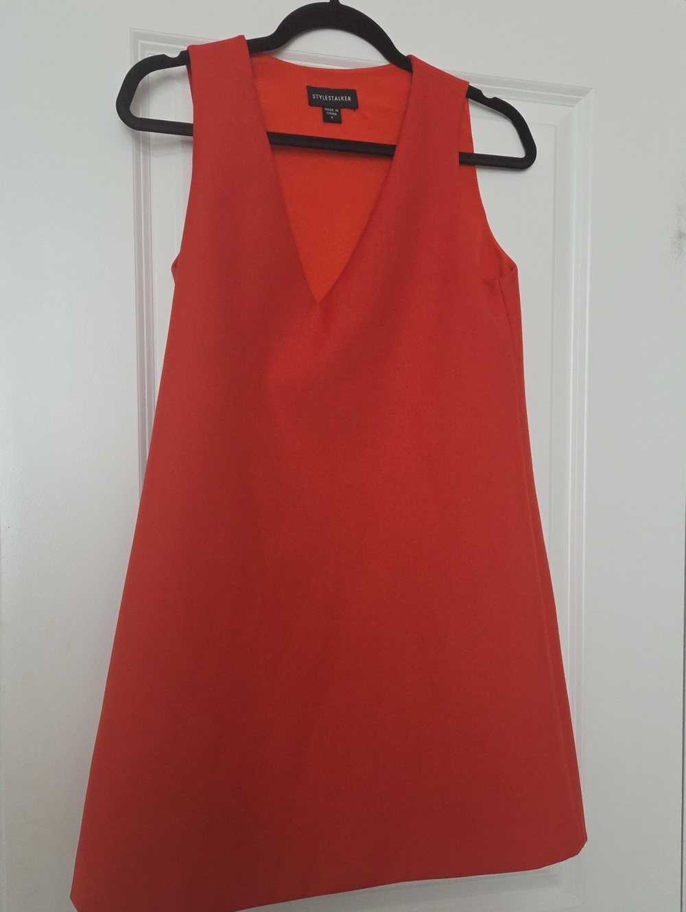 STYLISTALKER Orange-Red V-Neck Mini Shift Dress